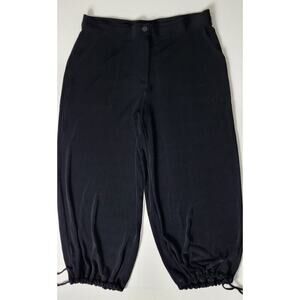 Chicos Travelers Black Capri Pants No Tummy Sz 8 Drawstring Leg Women's